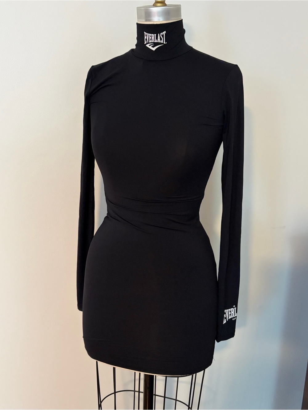 Everlast Black Long-Sleeve Turtleneck Bodycon Mini Dress